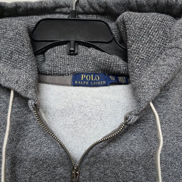 Polo Ralph‎ Lauren Fleece Hoodie Sweatshirt Mens XL Gray Full Zip Long Sleeve - Picture 4 of 8